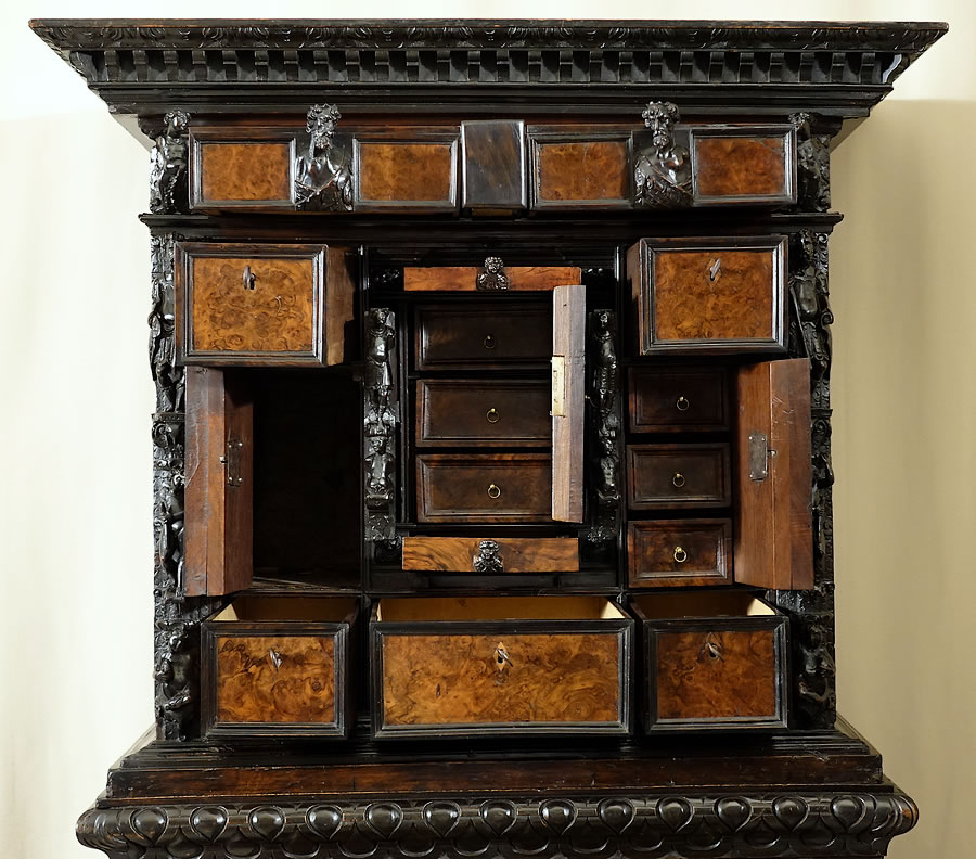 carved-walnut-cabinet-Genoa-stipo-bambocci-17th-18th-century